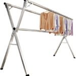 AIODE Clothes Drying Rack for Laundry Foldable, 94.5 inch Stainless Steel Pool Towel Rack Outdoor Free Standing Clothing Hanger Indoor