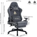 Symino Gaming Chair, Computer Chair with Footrest, Headrest and Lumbar Support, Ergonomic PC Chair, Height Adjustable Rotating Task Chairs, Gray