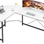 L Shaped Computer Desk Home Office Corner Desk of Spacious Desktop for Small Space Study Desk Gaming Desk Side Table with X Rods Sturdy Enhancement (White)