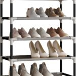 AcornFort® S-111 Black 6 Tiers Shoe Storage Rack Organiser Shelf Hold Stand for 18 Pairs Shoes, Extra Sturdy Design Using 16mm Thickened Tubes